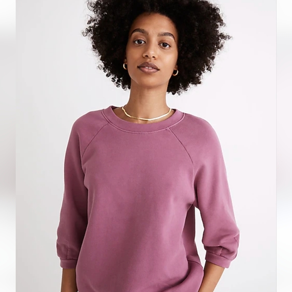 Madewell (Re)sourced Cotton Crew Neck Pullover Sweatshirt in Cloudberry Size S - Picture 2 of 4